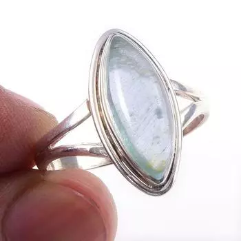 Natural Aquamarine Gemstone Handmade 925 Solid Sterling Silver Ring Size 9 l3U18
