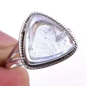 Natural Aquamarine Gemstone Handmade 925 Solid Sterling Silver Ring S.9.5 Z3g54