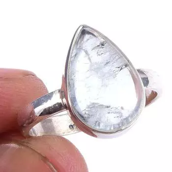 Natural Aquamarine Gemstone Handmade 925 Solid Sterling Silver Ring Size 8 Q2M77