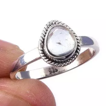 Natural Aquamarine Gemstone Handmade 925 Solid Sterling Silver Ring Size 8 q0W33