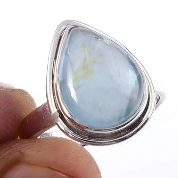 Natural Aquamarine Gemstone Handmade 925 Solid Sterling Silver Ring Size 7 V4s73