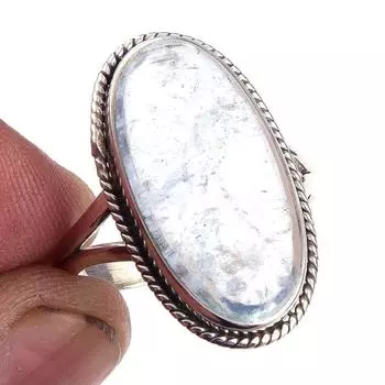 Natural Aquamarine Gemstone Handmade 925 Solid Sterling Silver Ring Size 10 K8W10