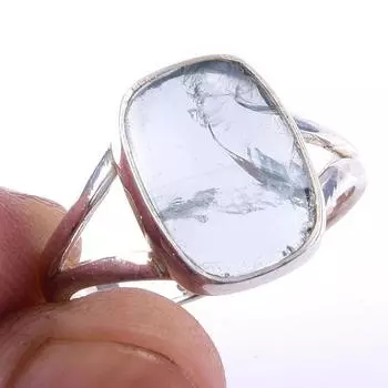 Natural Aquamarine Gemstone Handmade 925 Solid Sterling Silver Ring Size 8 P7j76