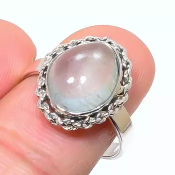 Natural Aquamarine Gemstone Handmade 925 Solid Sterling Silver Ring Size 9 v1I73
