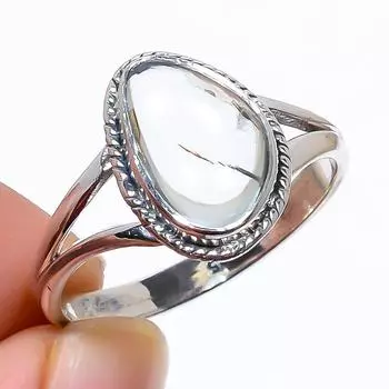 Natural Aquamarine Gemstone Handmade 925 Sterling Silver Jewelry Ring S.9.5 I0o15