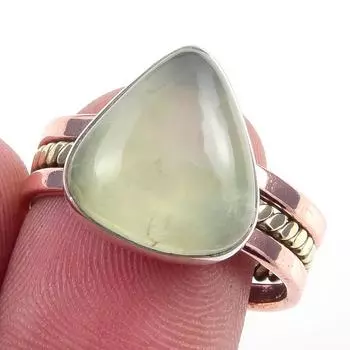 Natural Aquamarine Gemstone Handmade 925 Sterling Silver Two Tone Ring S.9 z8A18