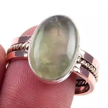 Natural Aquamarine Gemstone Handmade 925 Sterling Silver Two Tone Ring S.10 U2T12