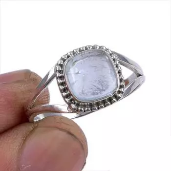Natural Aquamarine Gemstone Handmade 925 Sterling Silver Jewelry Ring S.10 h6d79