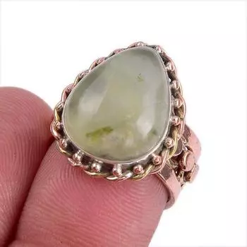 Natural Aquamarine Gemstone Two Tone 925 Sterling Silver Jewelry Ring S.6 K2c97