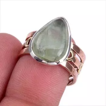 Natural Aquamarine Gemstone Two Tone 925 Sterling Silver Jewelry Ring S.7.5 j4J75