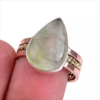 Natural Aquamarine Gemstone Two Tone 925 Sterling Silver Jewelry Ring S.7.5 d3y69