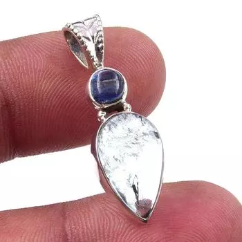 Natural Aquamarine, Kyanite 925 Solid Sterling Silver Jewelry Pendant 1.25 p9k49