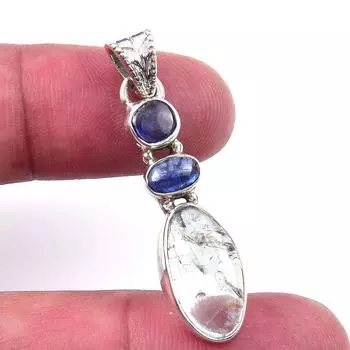 Natural Aquamarine, Kyanite 925 Solid Sterling Silver Jewelry Pendant 1.50 M1y98