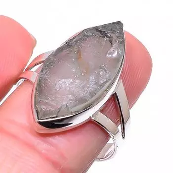 Подарочное кольцо из чистого серебра 925 пробы с натуральным аквамарином и необработанным драгоценным камнем S.10 P8P13
