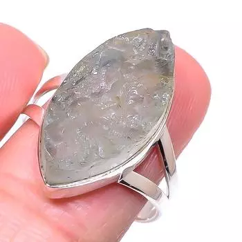 Подарочное кольцо из чистого серебра 925 пробы с натуральным аквамарином S.10 d1o61