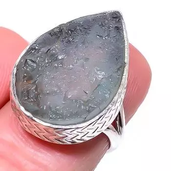 Natural Aquamarine Rough Gemstone 925 Solid Sterling Silver Gift Ring S.6 U7r61