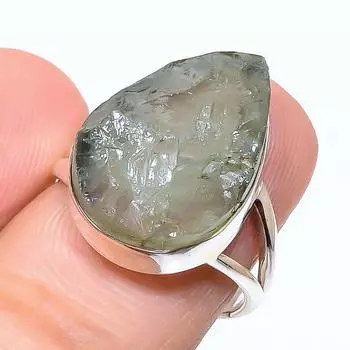 Natural Aquamarine Rough Gemstone 925 Solid Sterling Silver Gift Ring S.8 R6w41