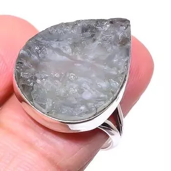 Natural Aquamarine Rough Gemstone 925 Solid Sterling Silver Gift Ring S.8 f1c87