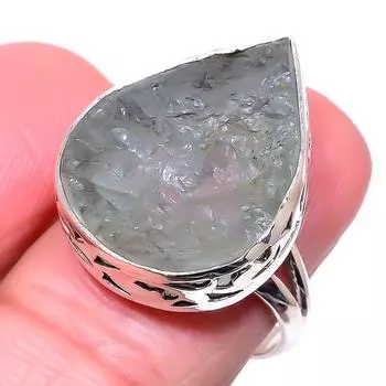 Natural Aquamarine Rough Gemstone 925 Solid Sterling Silver Gift Ring S.8 t9D10