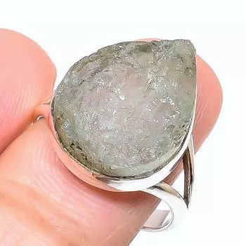 Natural Aquamarine Rough Gemstone 925 Solid Sterling Silver Gift Ring S.10 a8k80