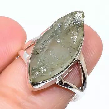 Natural Aquamarine Rough Gemstone 925 Solid Sterling Silver Gift Ring S.7 O3V67