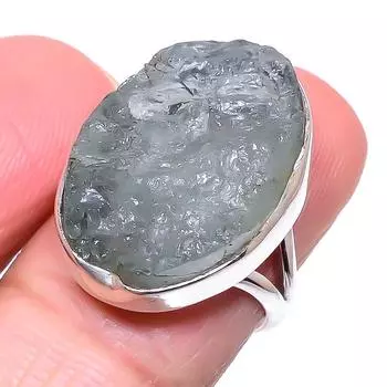 Natural Aquamarine Rough Gemstone 925 Solid Sterling Silver Gift Ring S.7 D9G72