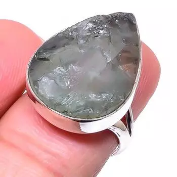 Natural Aquamarine Rough Gemstone 925 Solid Sterling Silver Gift Ring S.7 B7u34