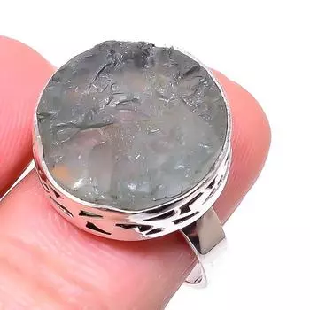 Natural Aquamarine Rough Gemstone 925 Solid Sterling Silver Gift Ring S.9 O4q81