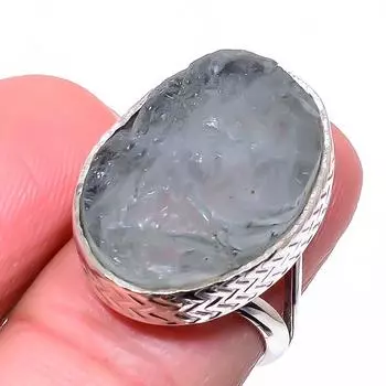 Natural Aquamarine Rough Gemstone 925 Solid Sterling Silver Gift Ring S.7 i4g69