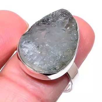 Natural Aquamarine Rough Gemstone 925 Solid Sterling Silver Gift Ring S.9 w2f31