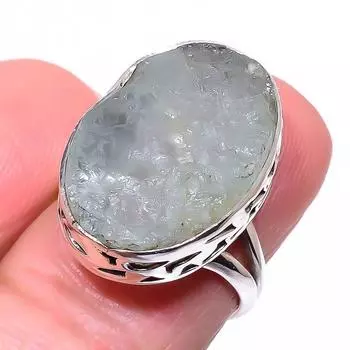 Natural Aquamarine Rough Gemstone 925 Solid Sterling Silver Gift Ring S.7 P6C21
