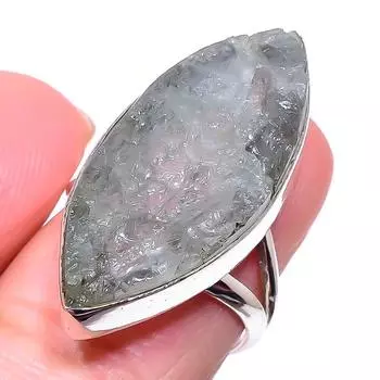 Natural Aquamarine Rough Gemstone 925 Solid Sterling Silver Gift Ring S.7 v0Z12