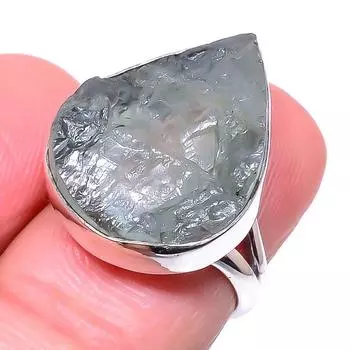 Natural Aquamarine Rough Gemstone 925 Solid Sterling Silver Gift Ring S.6 c3n22