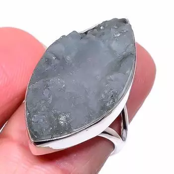 Natural Aquamarine Rough Gemstone 925 Solid Sterling Silver Gift Ring S.7 J0a16