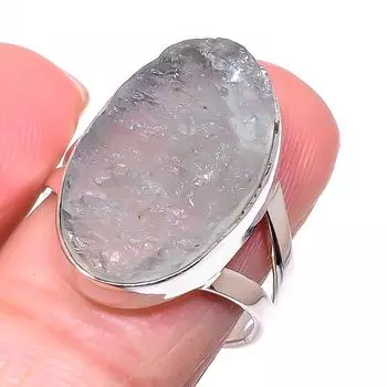 Natural Aquamarine Rough Gemstone 925 Sterling Silver Jewelry Ring Size 8.5 F3w19