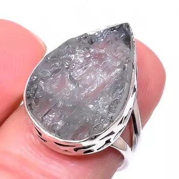 Natural Aquamarine Rough Gemstone 925 Sterling Silver Jewelry Ring Size 6.5 K8M27