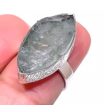 Natural Aquamarine Rough Gemstone 925 Sterling Silver Jewelry Ring Size 6.5 m2R83