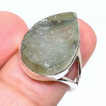 Natural Aquamarine Rough Gemstone 925 Sterling Silver Jewelry Ring Size 7.5 c4Q74