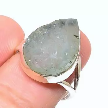 Natural Aquamarine Rough Gemstone 925 Sterling Silver Jewelry Ring Size 7.5 s2V29