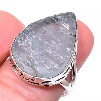 Natural Aquamarine Rough Gemstone 925 Sterling Silver Jewelry Ring Size 7.5 B3o74