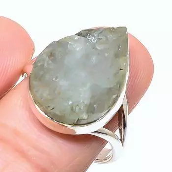 Natural Aquamarine Rough Gemstone 925 Sterling Silver Jewelry Ring Size 9.5 W9z55