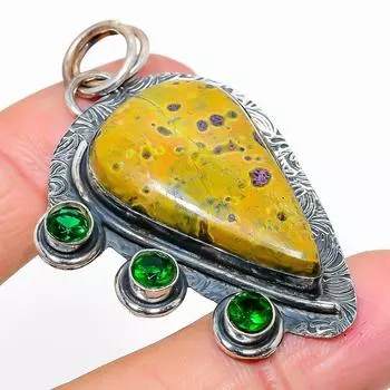 Natural Atlantisite, Diopside Gemstone 925 Sterling Silver Pendant 2.29 o9O03