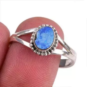 Natural Australian Opal Gemstone 925 Solid Sterling Silver Gift Ring S.10 T2J79