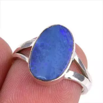 Natural Australian Opal Gemstone 925 Solid Sterling Silver Jewelry Ring S.6 O8q85