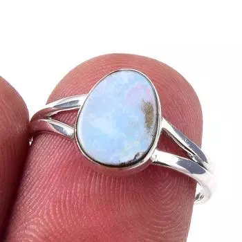 Natural Australian Opal Gemstone 925 Solid Sterling Silver Jewelry Ring S.7 J9l04