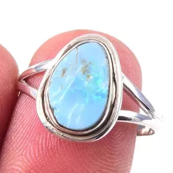 Натуральный австралийский опал драгоценный камень 925 пробы серебро ювелирное кольцо S.8 D3K77