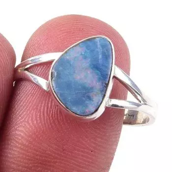 Natural Australian Opal Gemstone 925 Solid Sterling Silver Gift Ring S.10 Z1D56