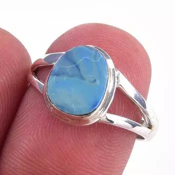 Natural Australian Opal Gemstone 925 Solid Sterling Silver Jewelry Ring S.8 s0P03