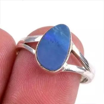 Natural Australian Opal Gemstone 925 Solid Sterling Silver Jewelry Ring S.8 H4W27