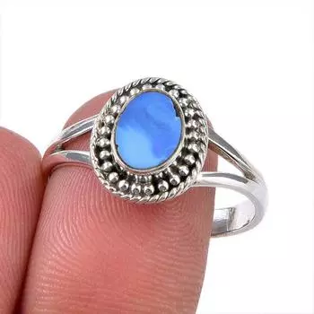 Natural Australian Opal Gemstone 925 Solid Sterling Silver Ring Size 9.5 U8H01
